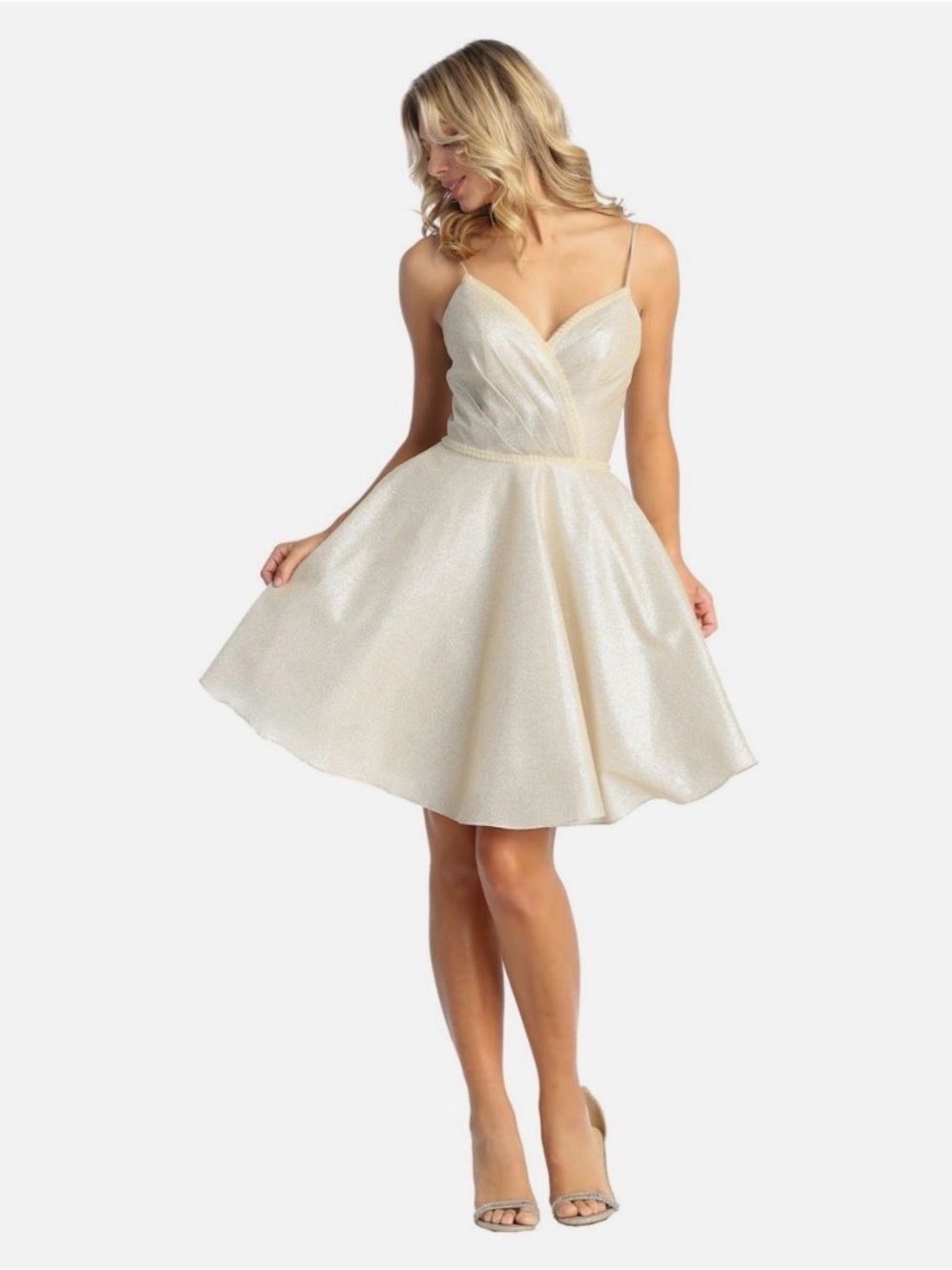 May Queen Gold Sparkle Fit & Flare Mini Dress